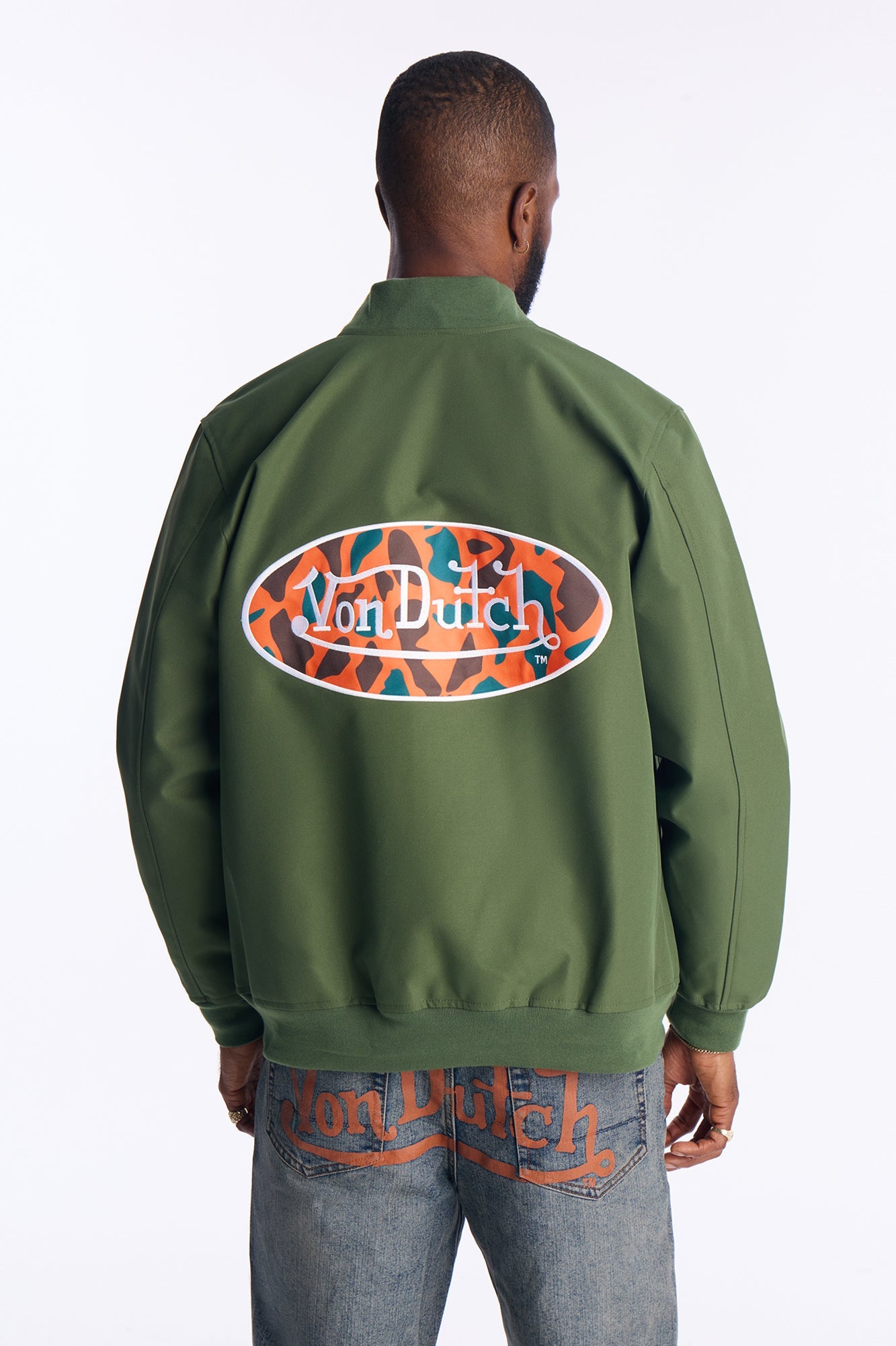 Von Dutch Iconic Patch Bomber Jacket - Olive