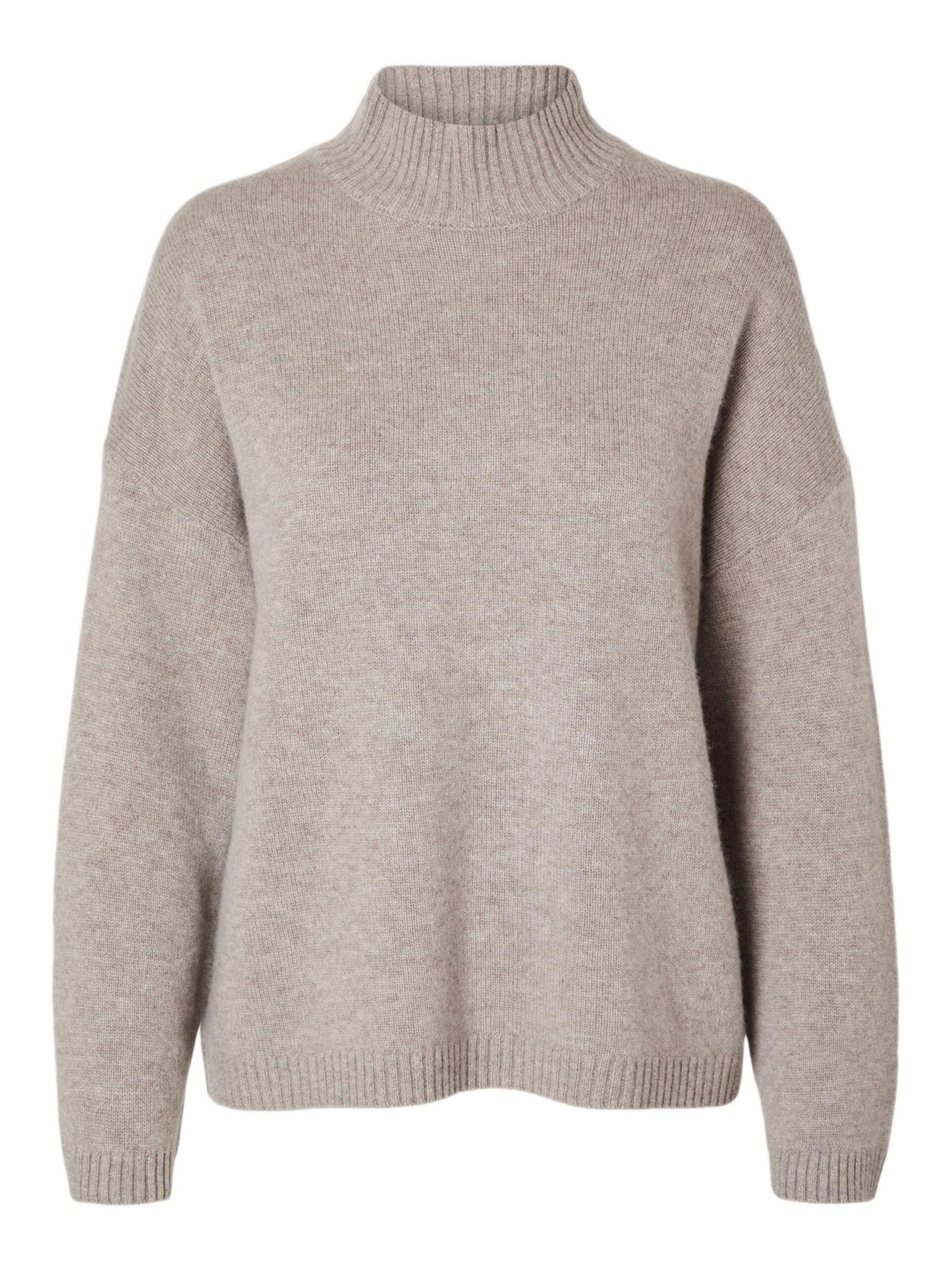Selected Slfcille Ls Knit High Neck Beige