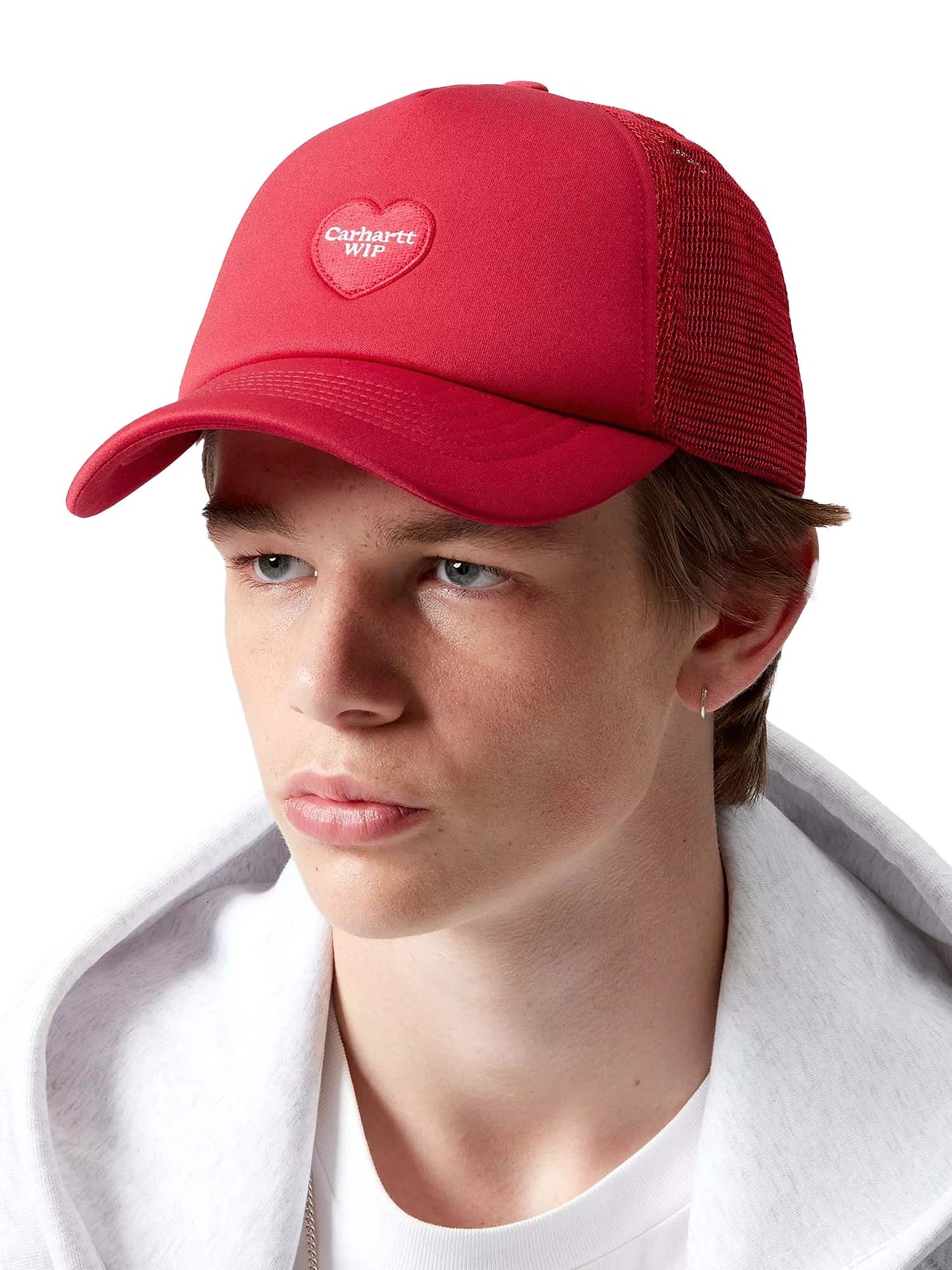 Carhartt Wip Heart Patch Trucker Cap Rosso