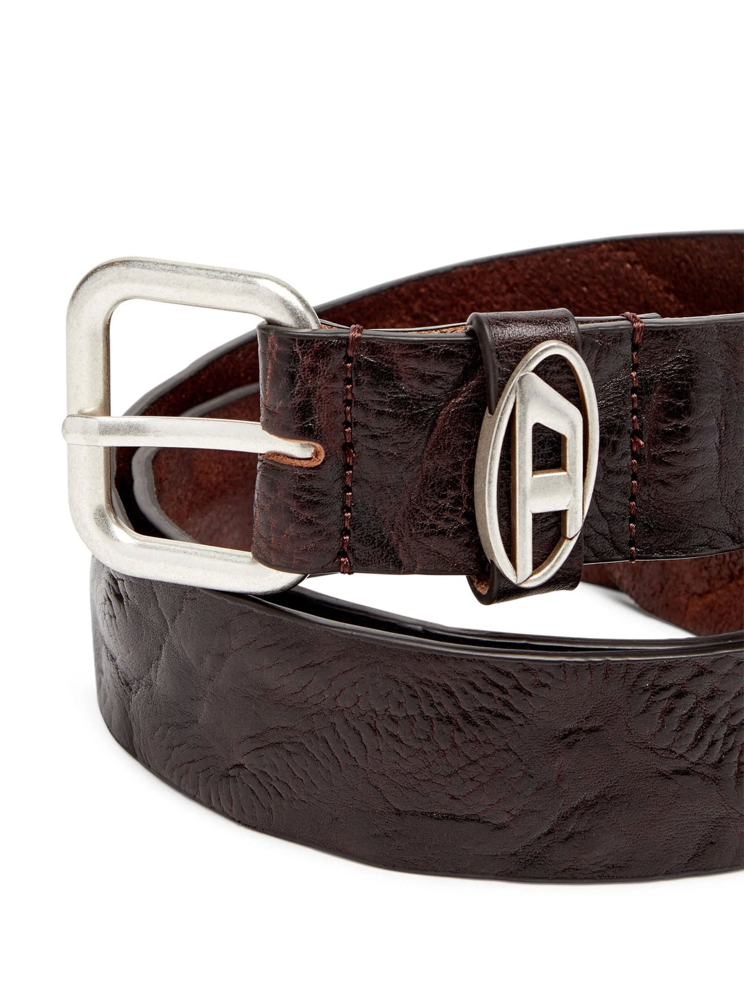 Diesel Oval D Logo B 1Dr Loop Belt Marrone