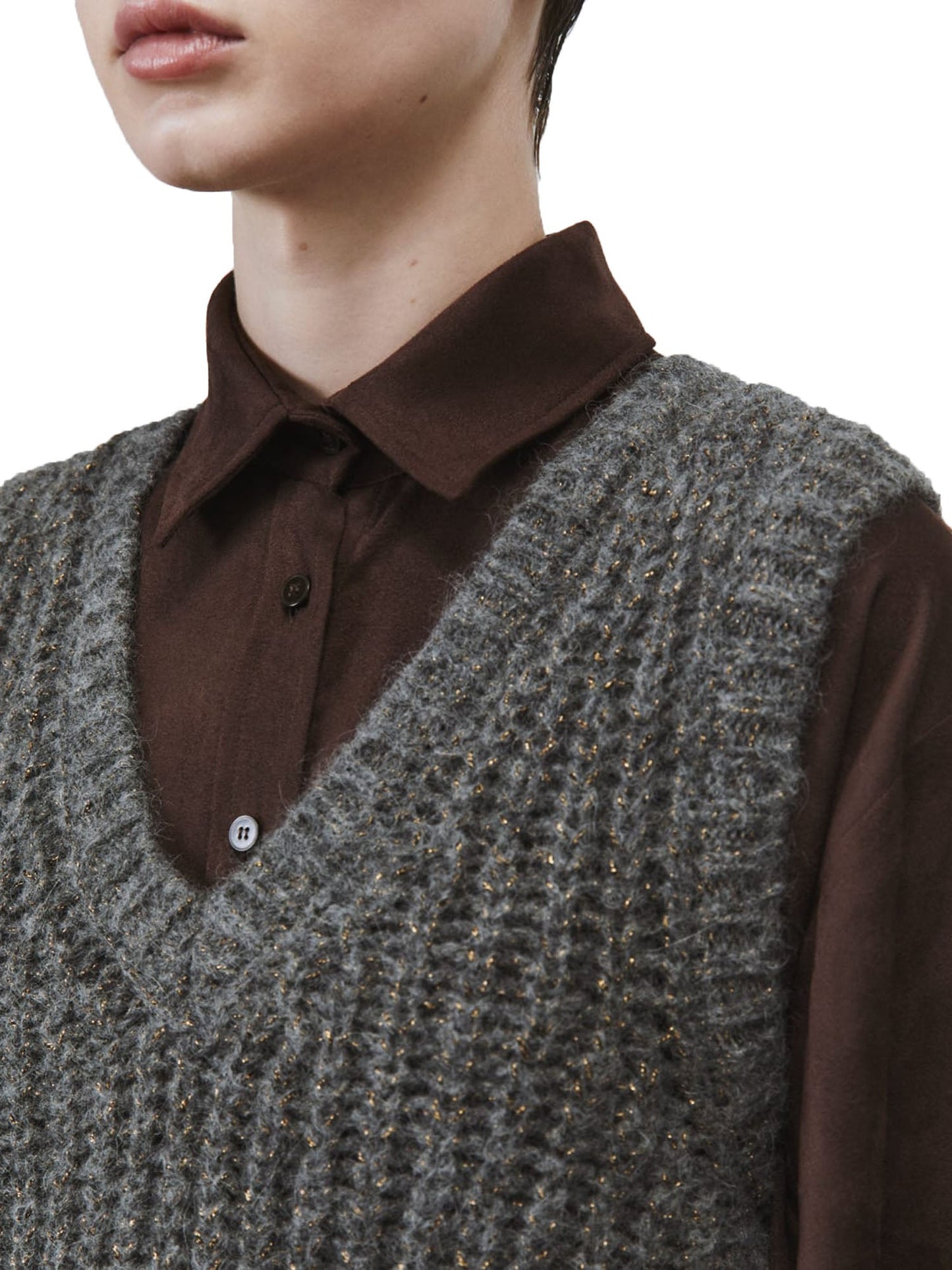 Alysi Maglia Shiny Tricot Gilet Grigio