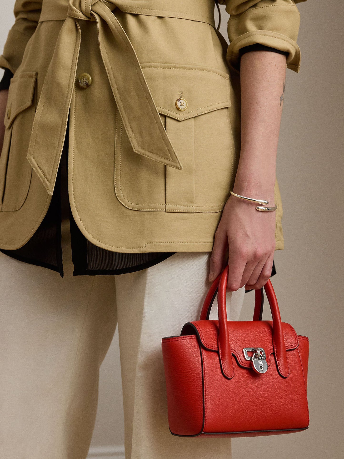 Lauren Ralph Lauren Tnnr Sm Schl Satchel Small Rosso