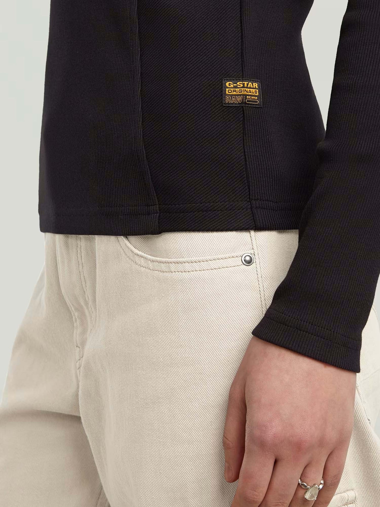 G-star A-Line Slim Rib Mock T-Shirt da donna Nero