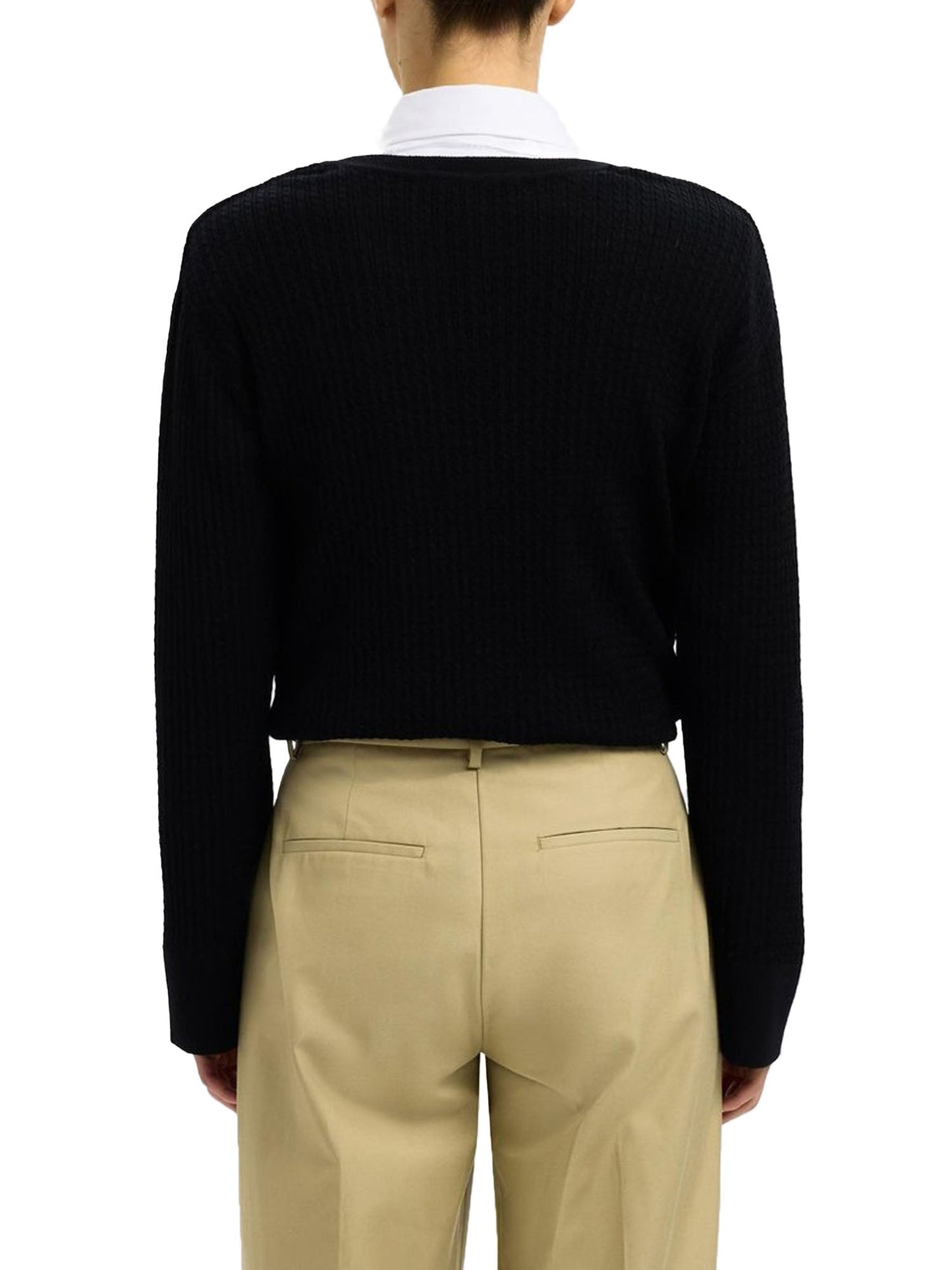 Selected Sldthea Ls Knit Merino Deep V Neck Nero