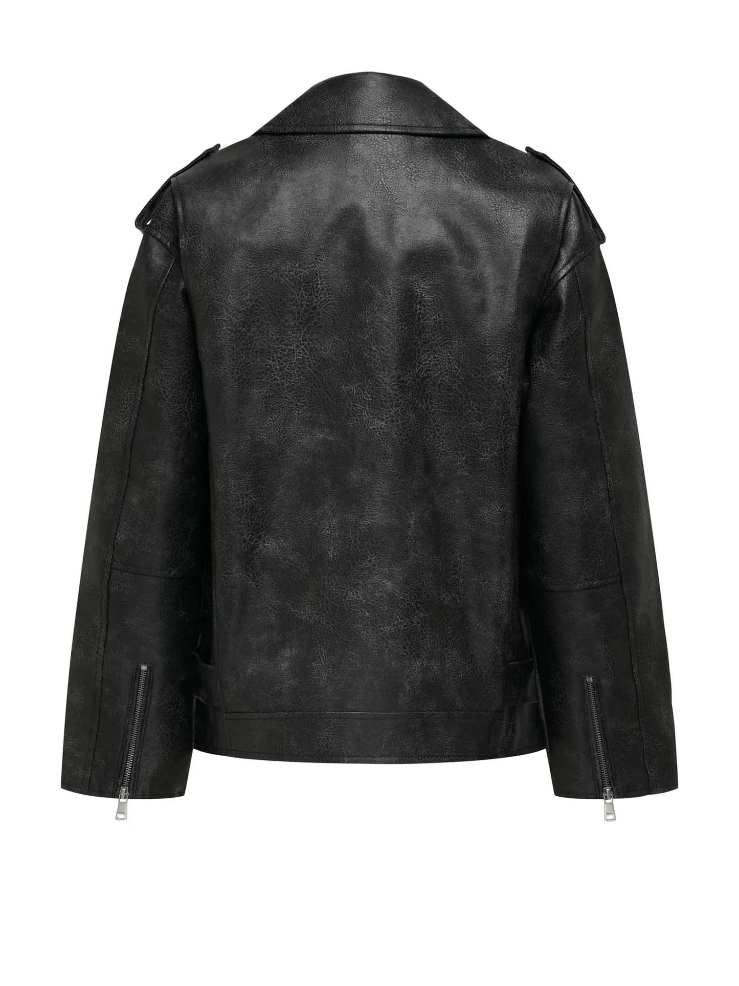 Only Giacca Waves Faux Leather Nero