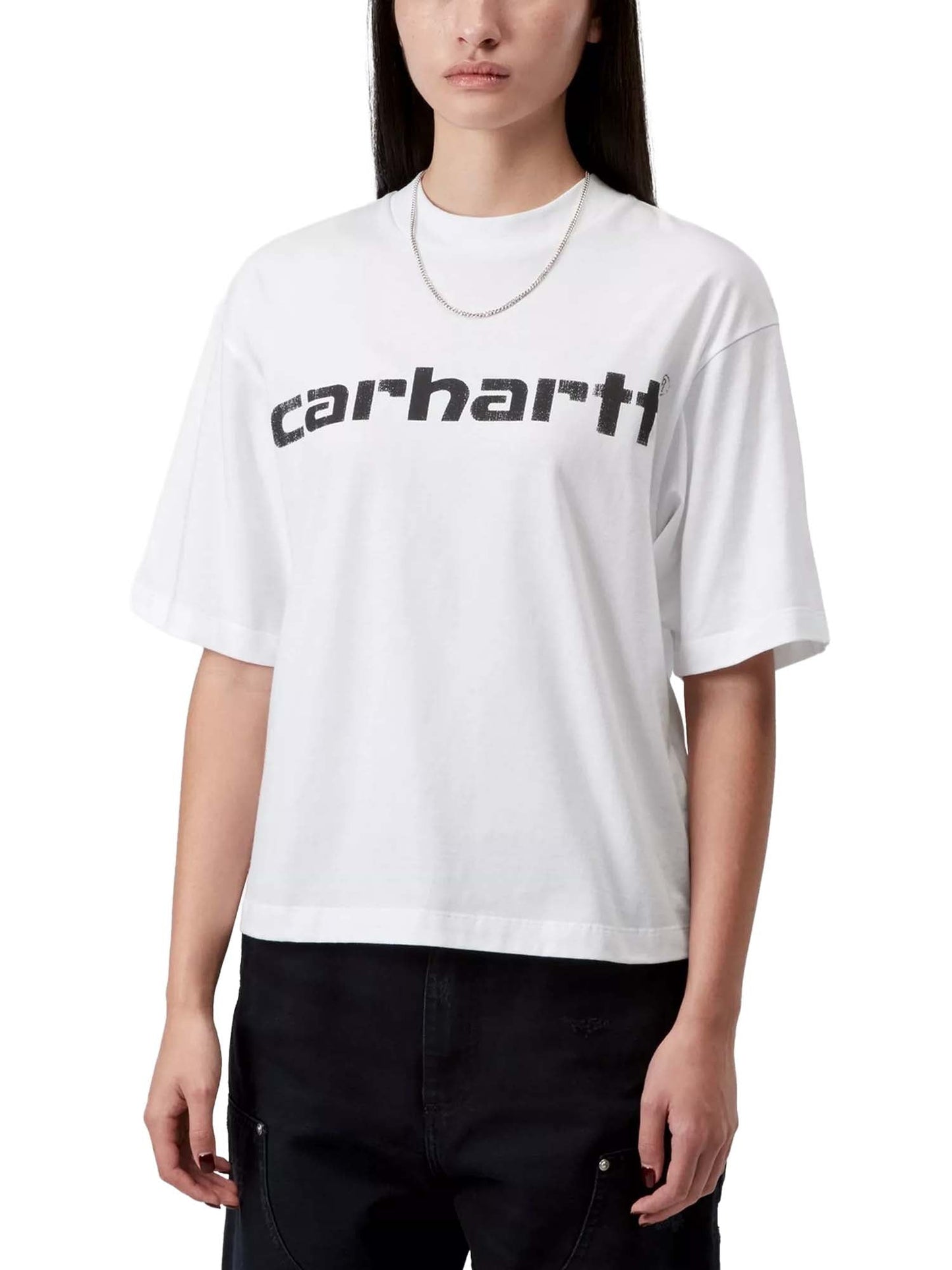 Carhartt Wip W' S/S Archive Script T-Shirt Bianco