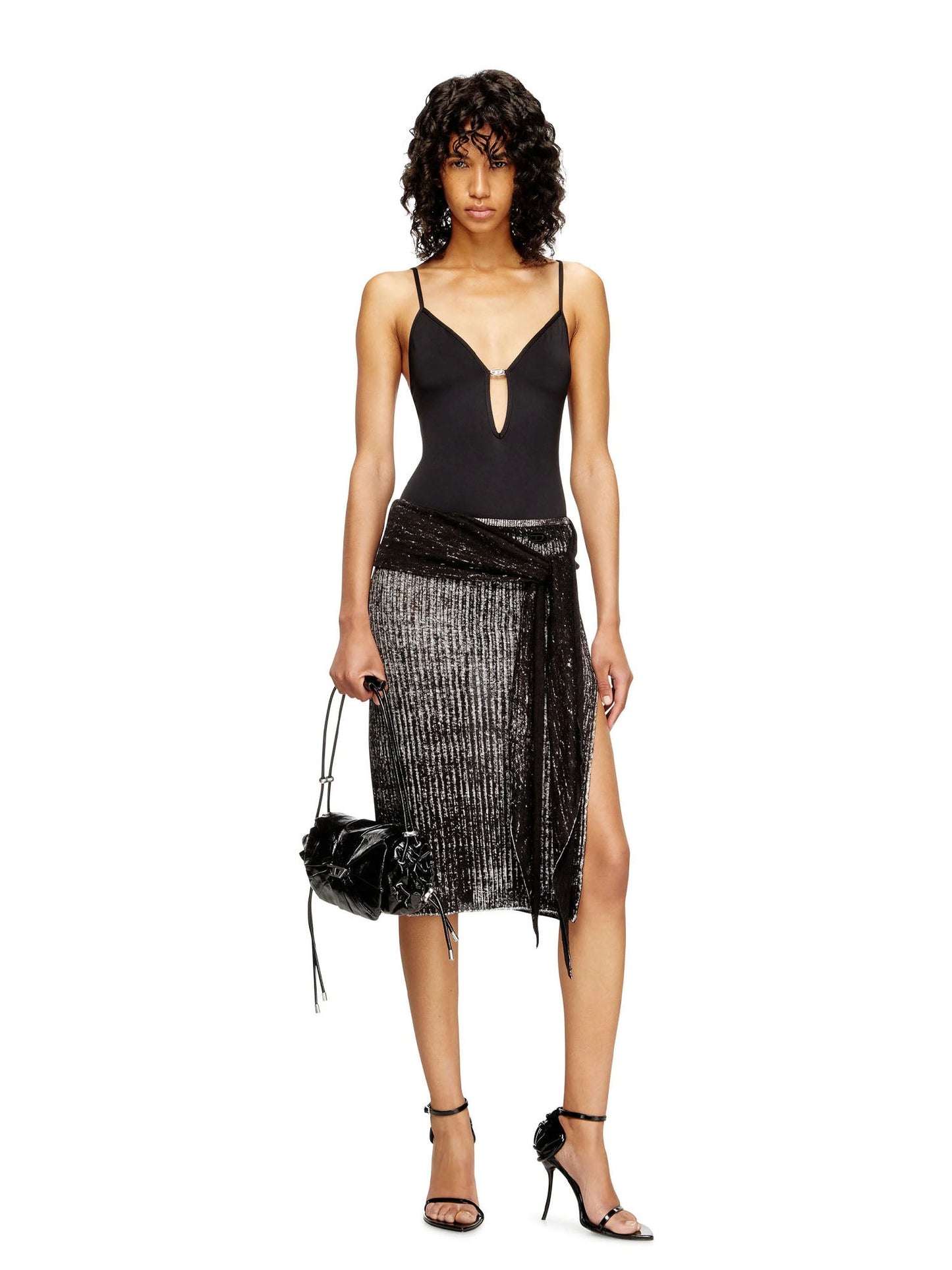 Diesel Ufby Oval D Bodysuit Donna Nero