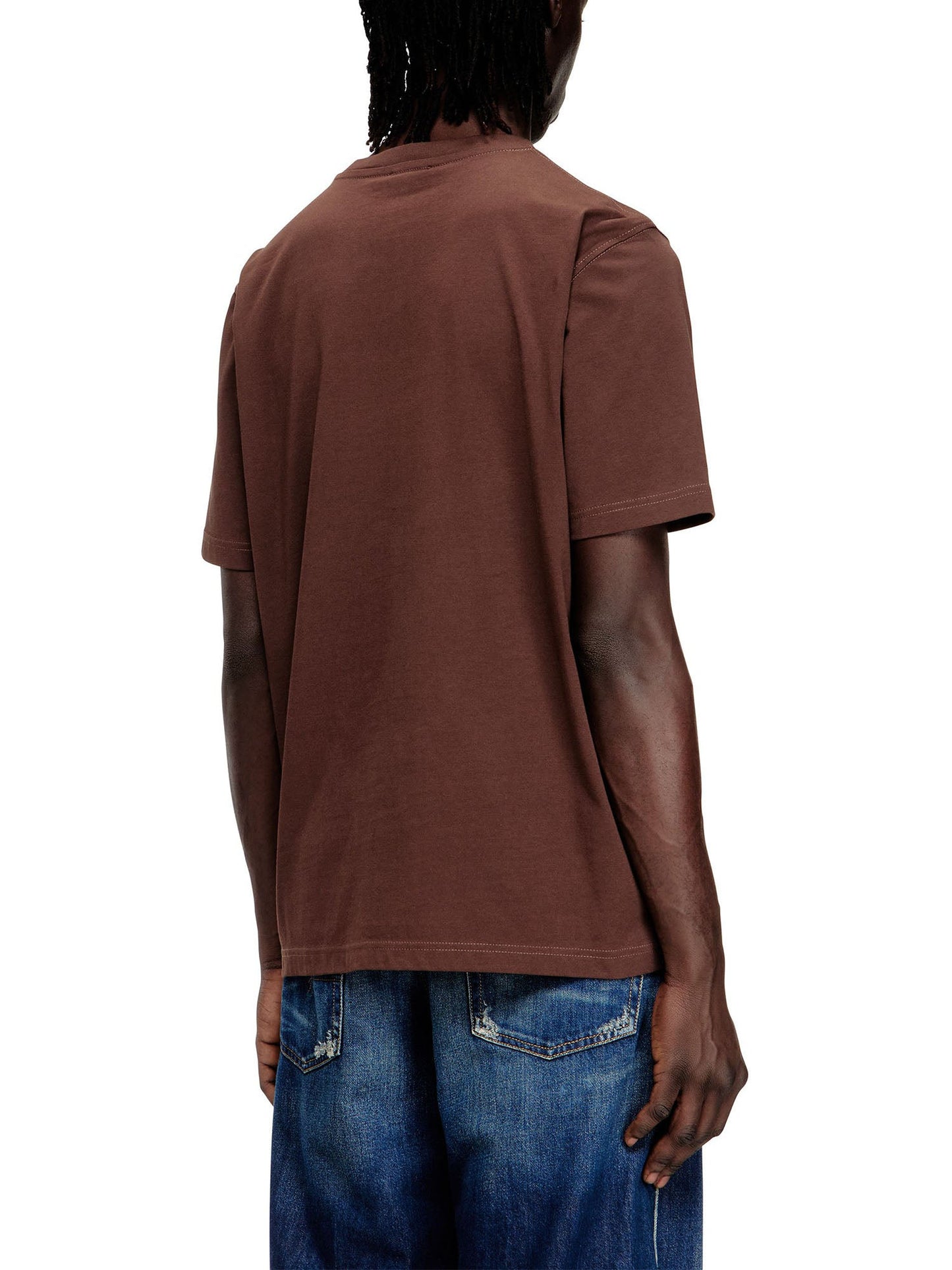 Diesel T-shirt regular in cotone con stampa a rilievo Marrone