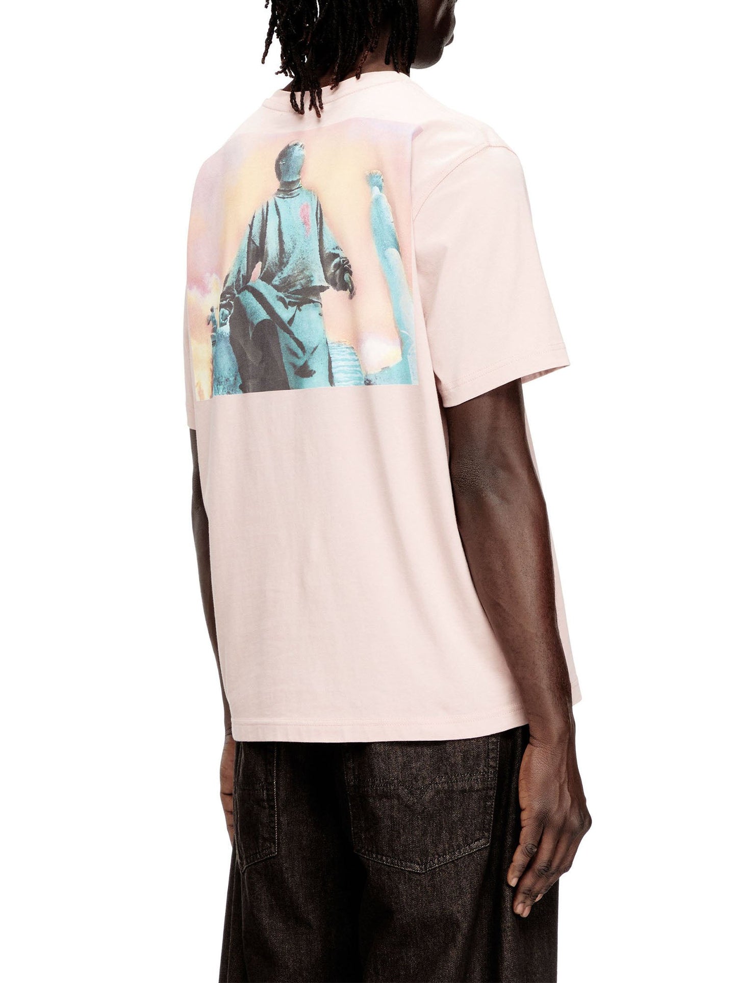 Diesel T-shirt regular con patch Diesel e stampa fotografica Rosa