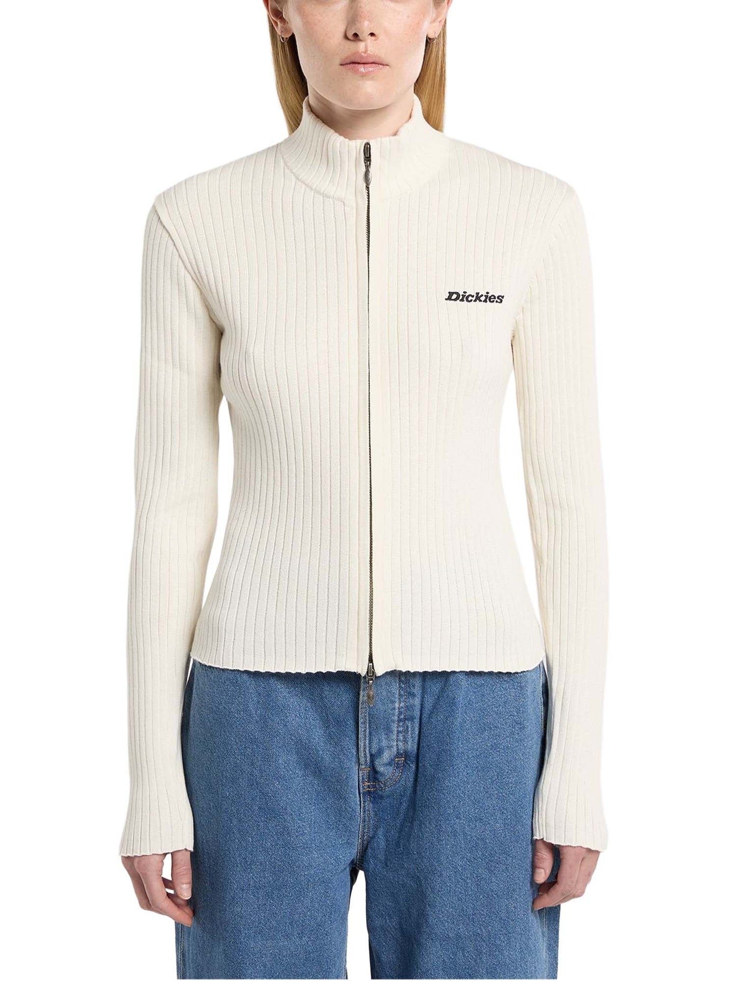 Dickies Maglione con zip integrale Wellsville da donna Bianco