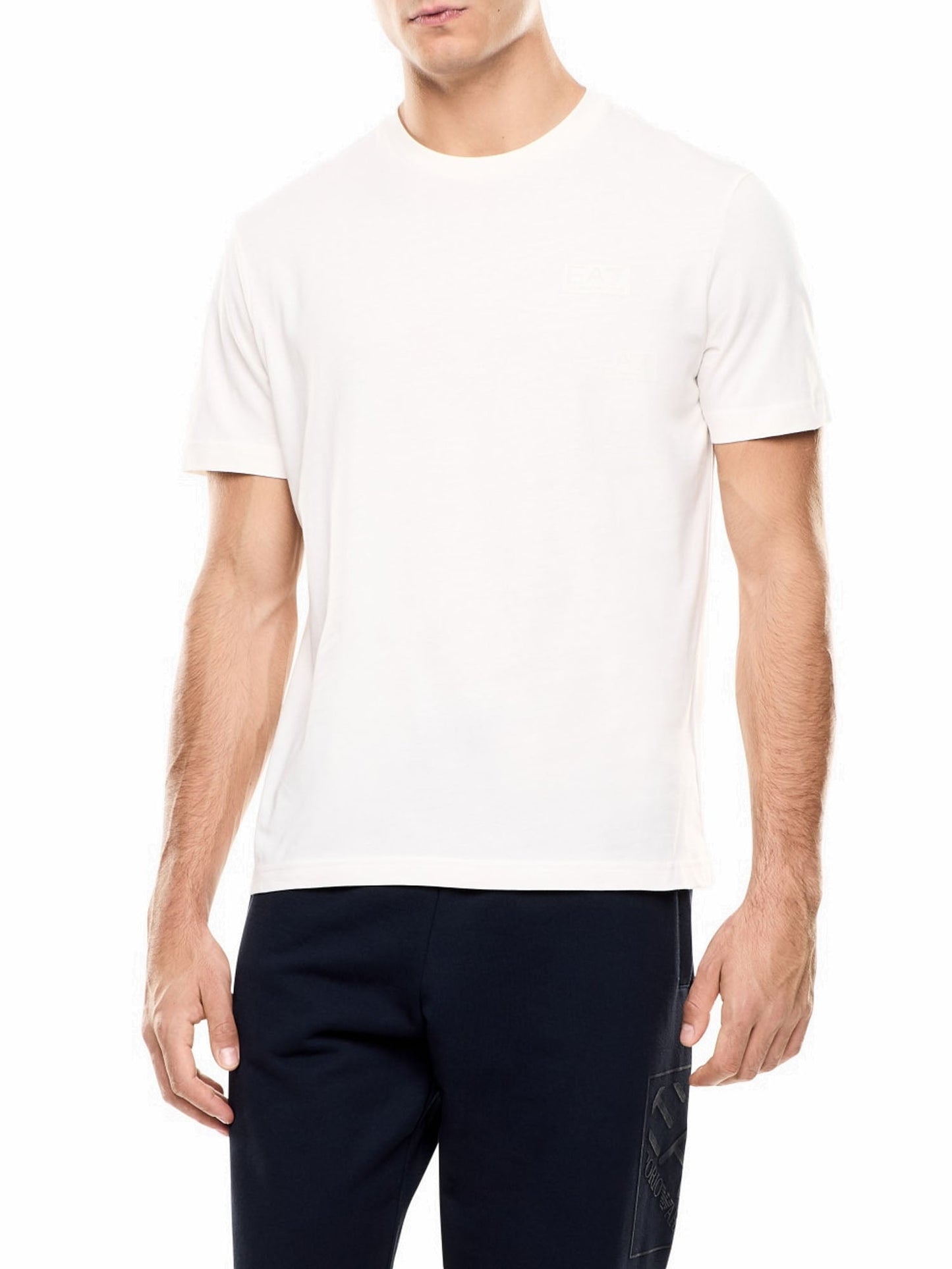 Ea7 T-shirt Logo Series in jersey di cotone Bianco