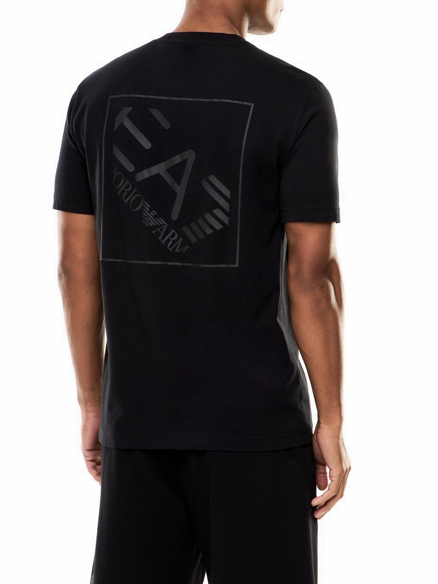 Ea7 T-shirt Logo Series in jersey di cotone Nero