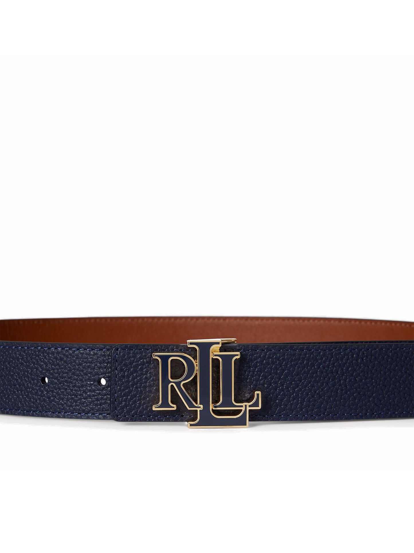 Lauren Ralph Lauren Cintura Reversibile Pebbled Medium Blu