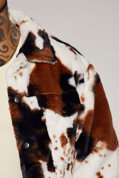 Whole Lotta Money Faux Fur Trucker Jacket - Brown Combo