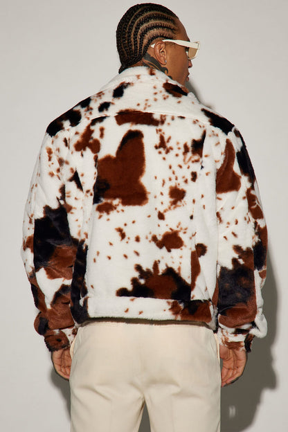 Whole Lotta Money Faux Fur Trucker Jacket - Brown Combo