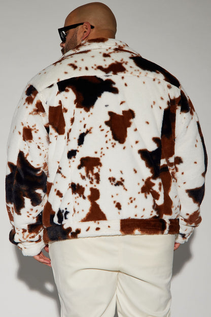 Whole Lotta Money Faux Fur Trucker Jacket - Brown Combo