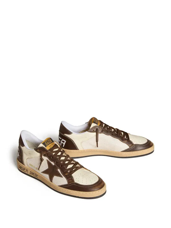 Nappa e rete con stella in suede e inserti in pelle marrone