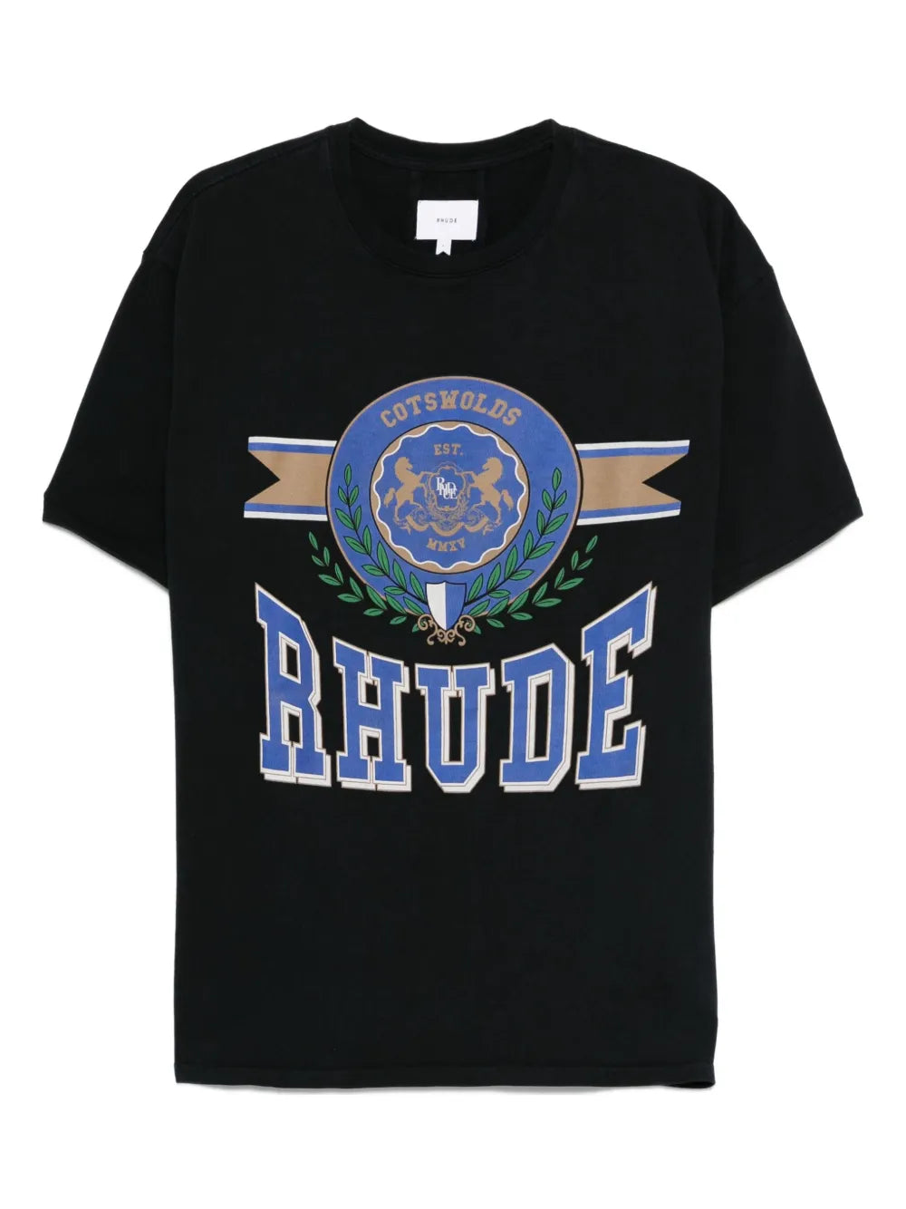 RHUDE crest-print cotton T-shirt | Black | Image 1