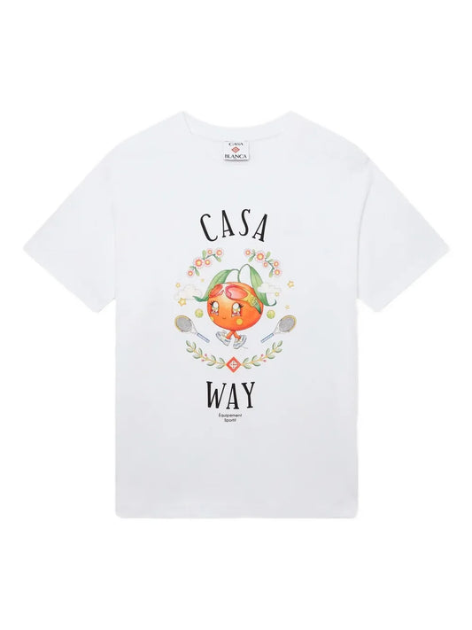 Casablanca Casa Way Orange Mascot T-shirt | White