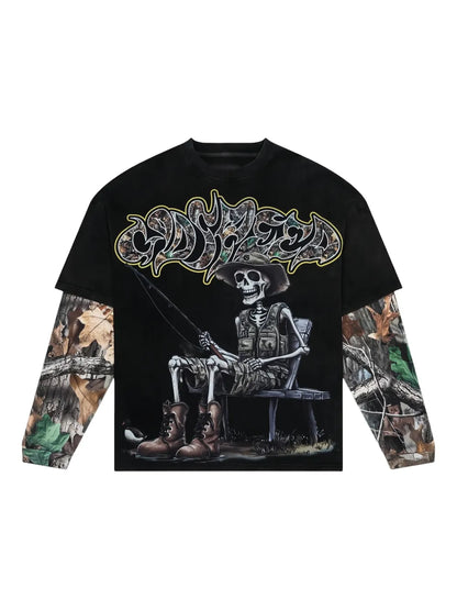 GODSPEED Gone Fishing layered T-shirt | Black | Image 1