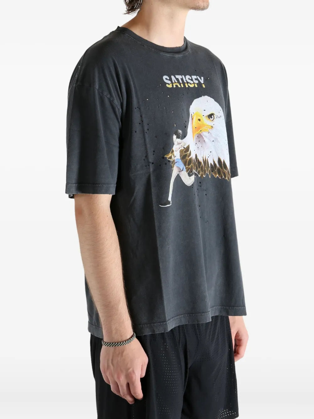 Satisfy MothTech™ eagle-graphic distressed T-shirt