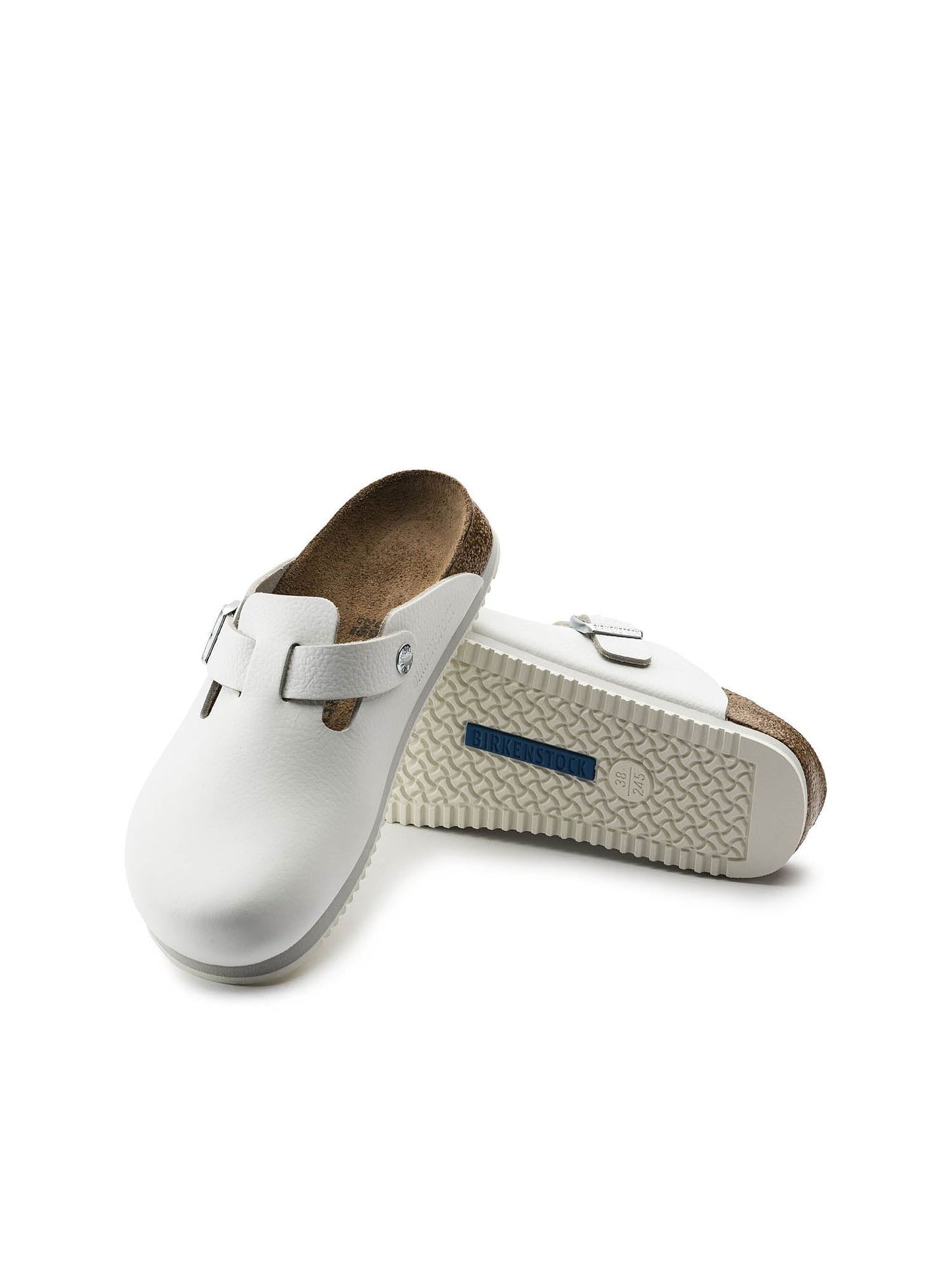 Birkenstock Boston Super grip (Pelle Naturale) Bianco