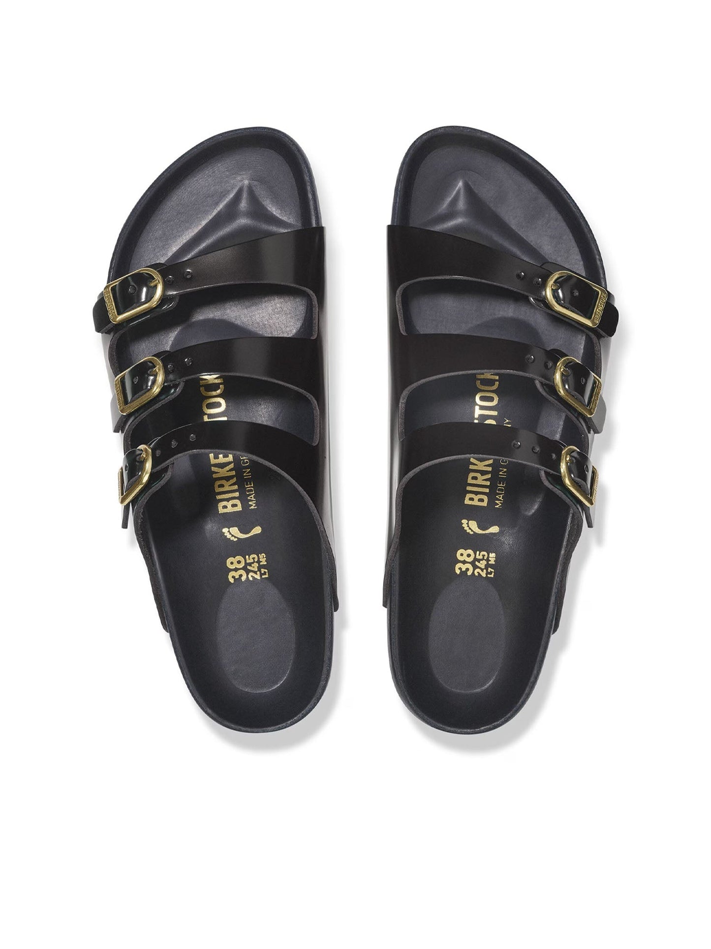 Birkenstock Florida Dbuckle Exquisite (Pelle Naturale Vernice) Nero