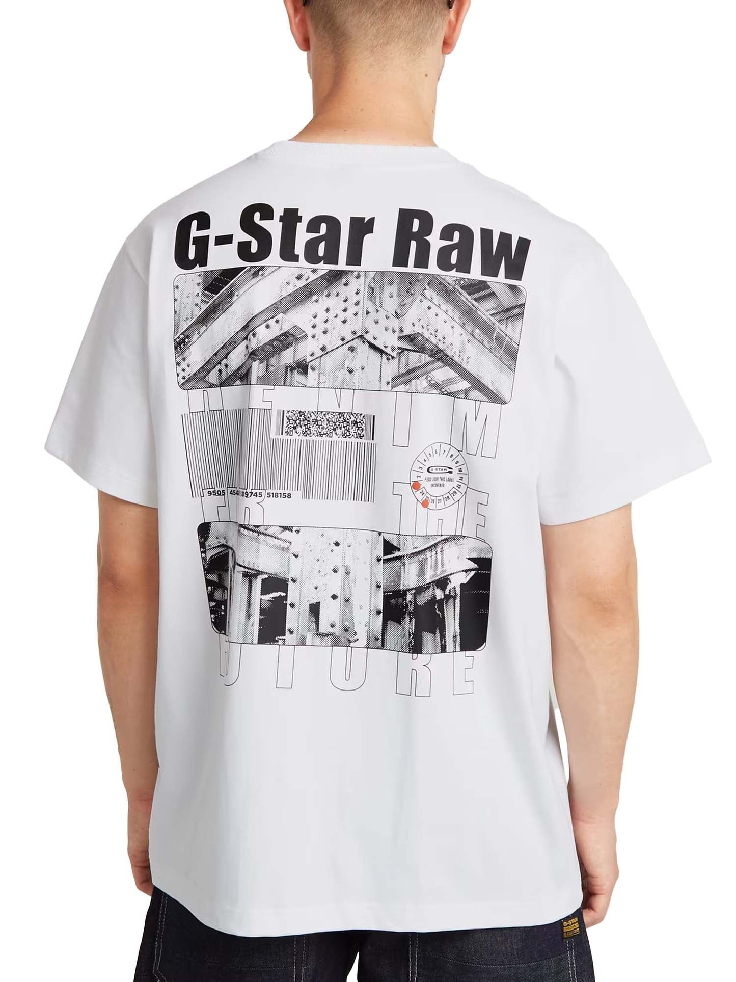 G-star Barcode Back Graphic Loose T-Shirt Bianco