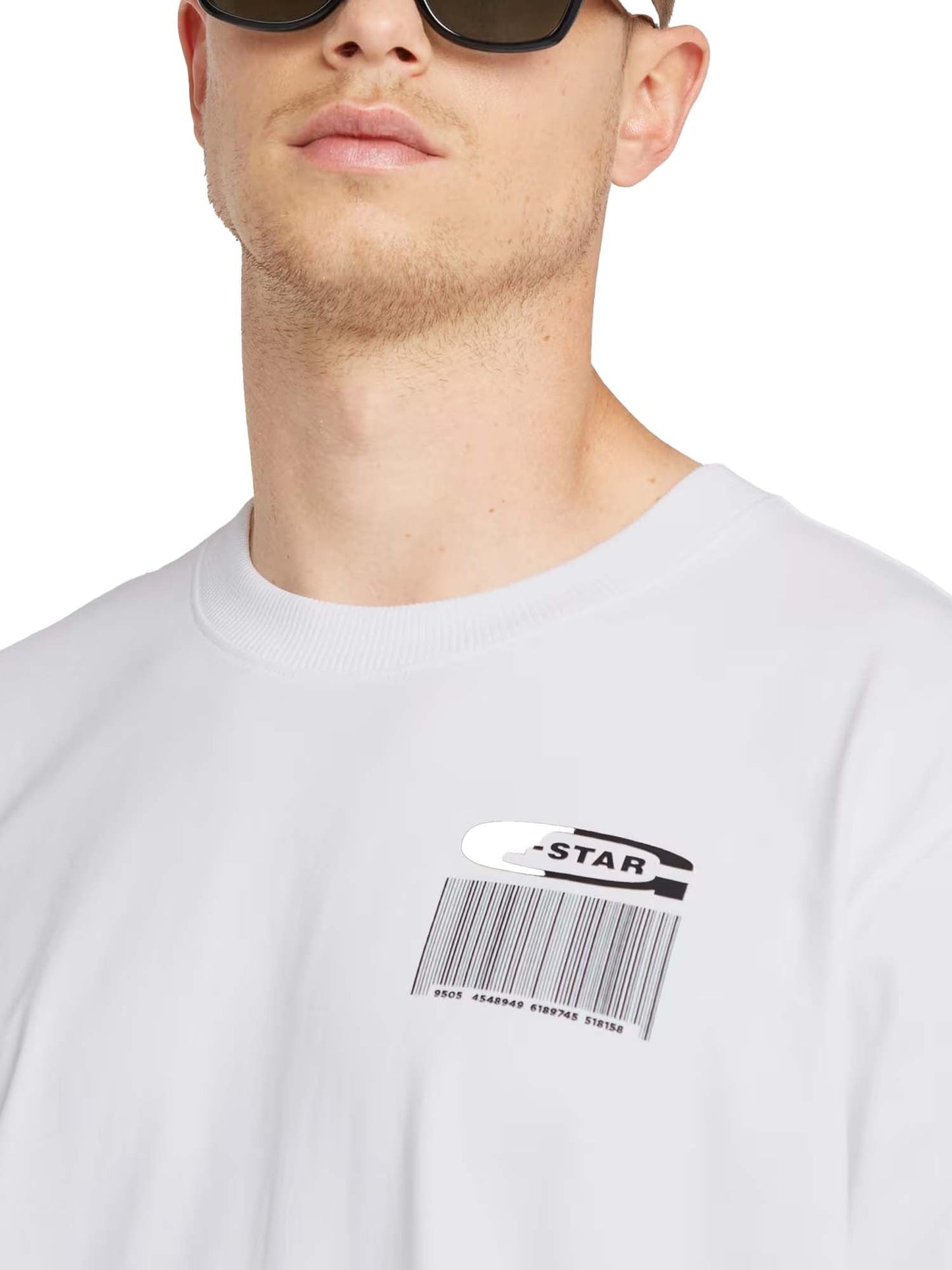 G-star Barcode Back Graphic Loose T-Shirt Bianco