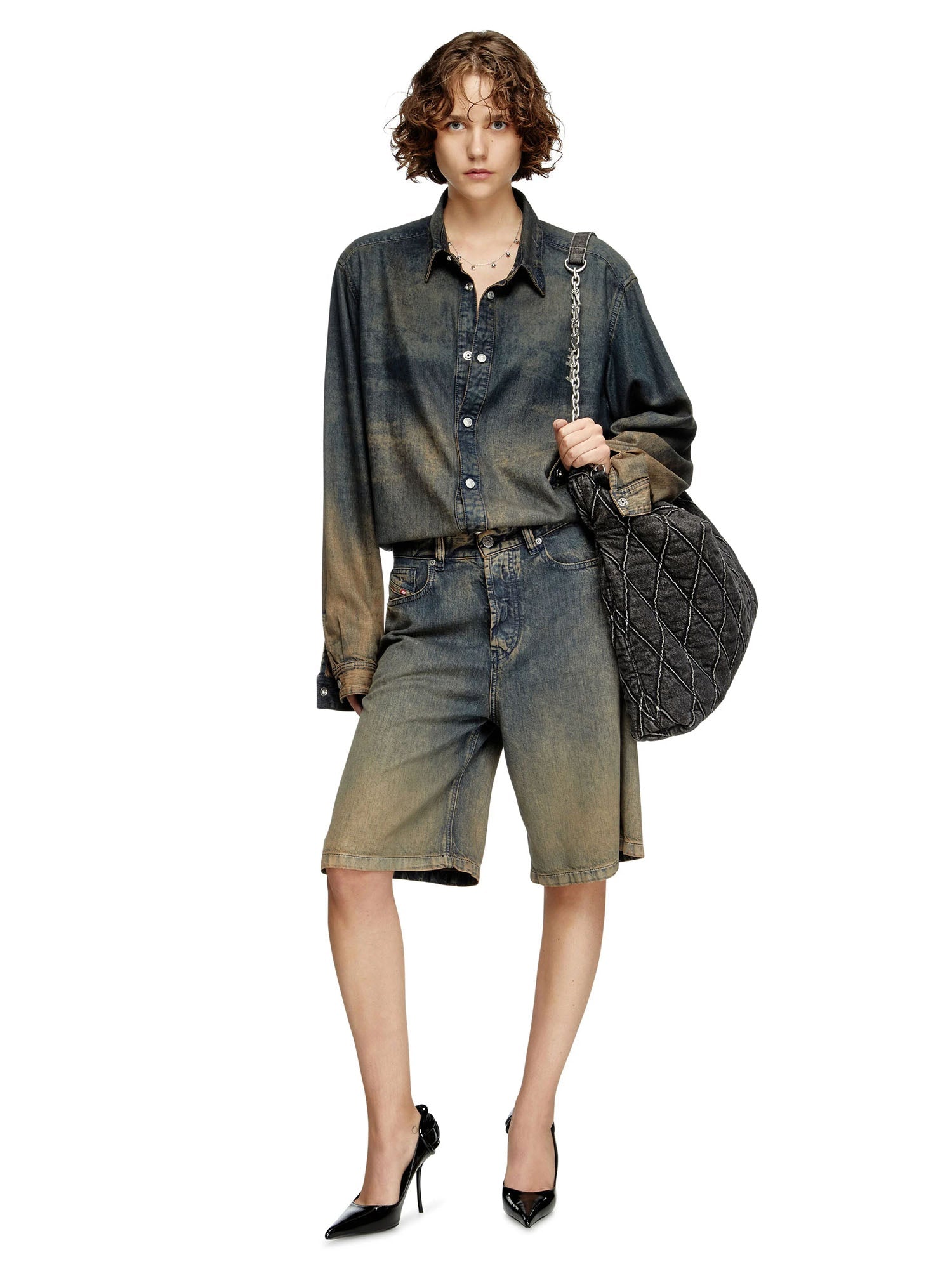 Diesel Charm D Hobo Shoulder Bag Nero