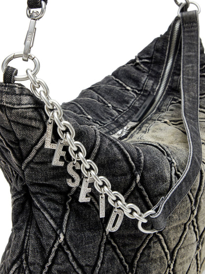 Diesel Charm D Hobo Shoulder Bag Nero