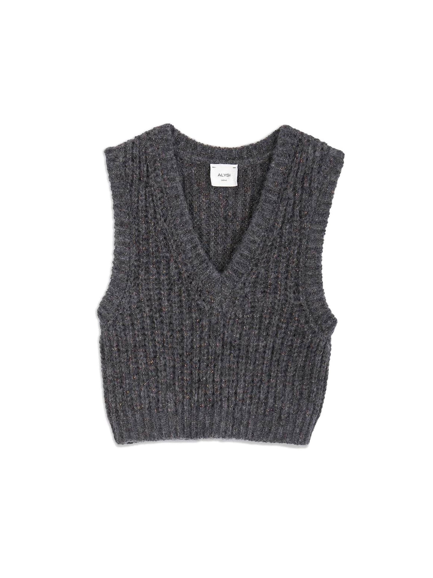 Alysi Maglia Shiny Tricot Gilet Grigio
