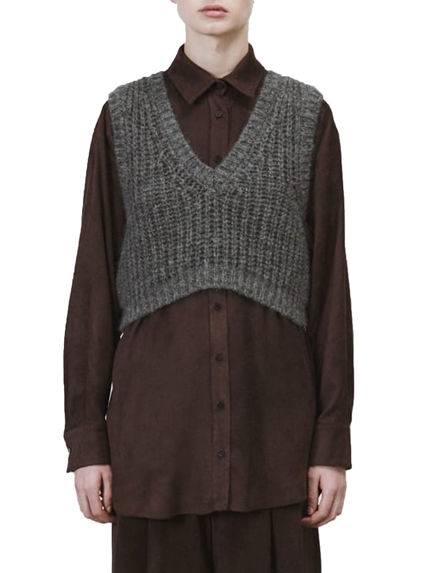 Alysi Maglia Shiny Tricot Gilet Grigio