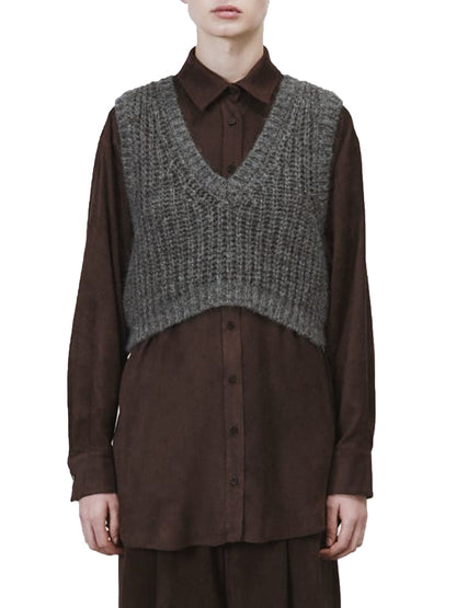 Alysi Maglia Shiny Tricot Gilet Grigio