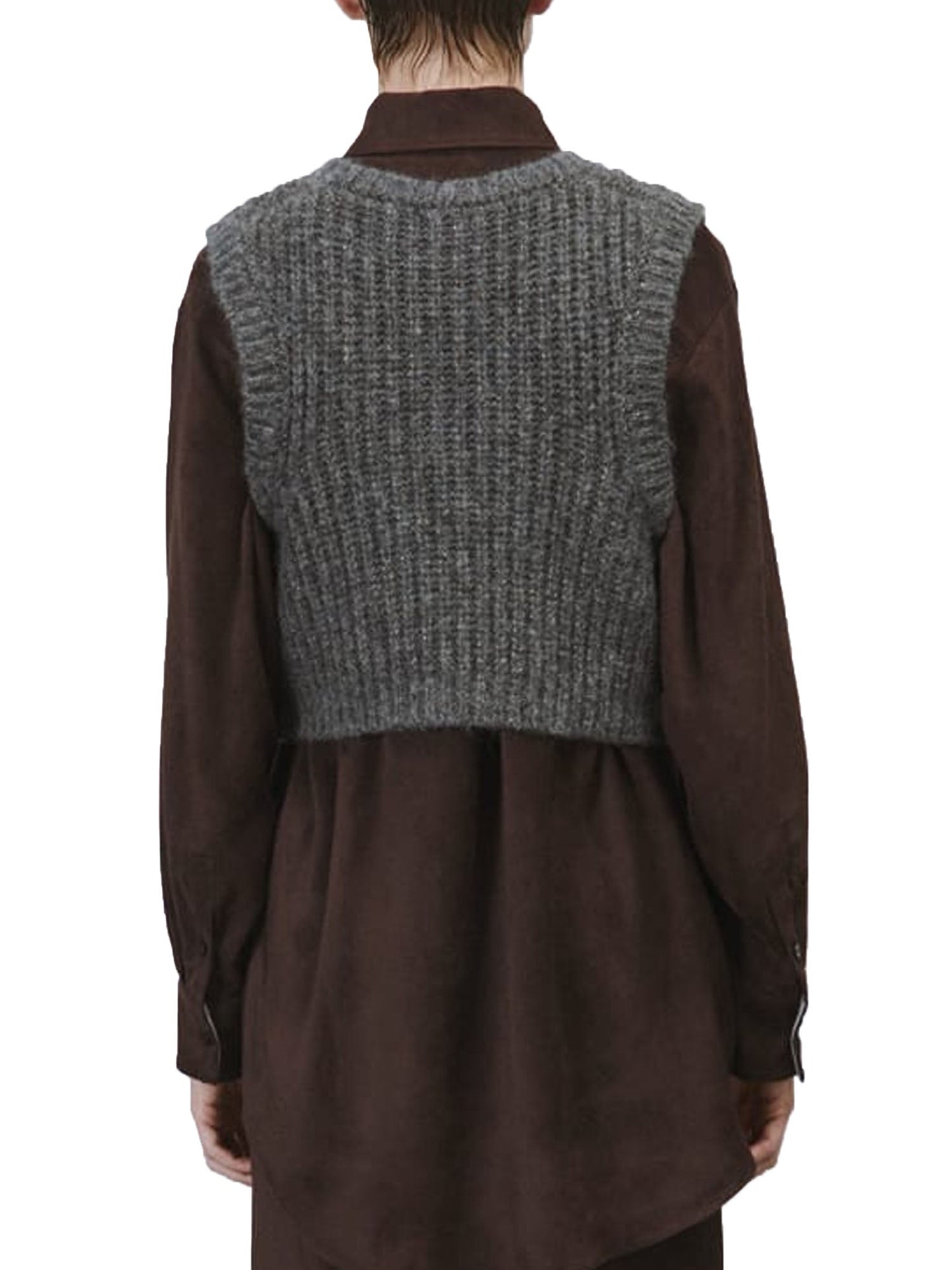 Alysi Maglia Shiny Tricot Gilet Grigio