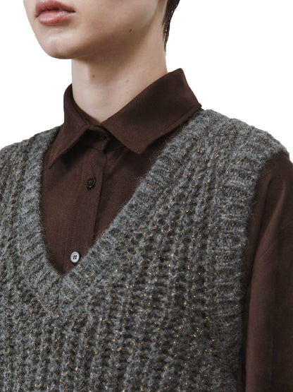 Alysi Maglia Shiny Tricot Gilet Grigio