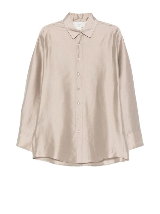 Alysi Camicia Crinkle Seta Donna Beige