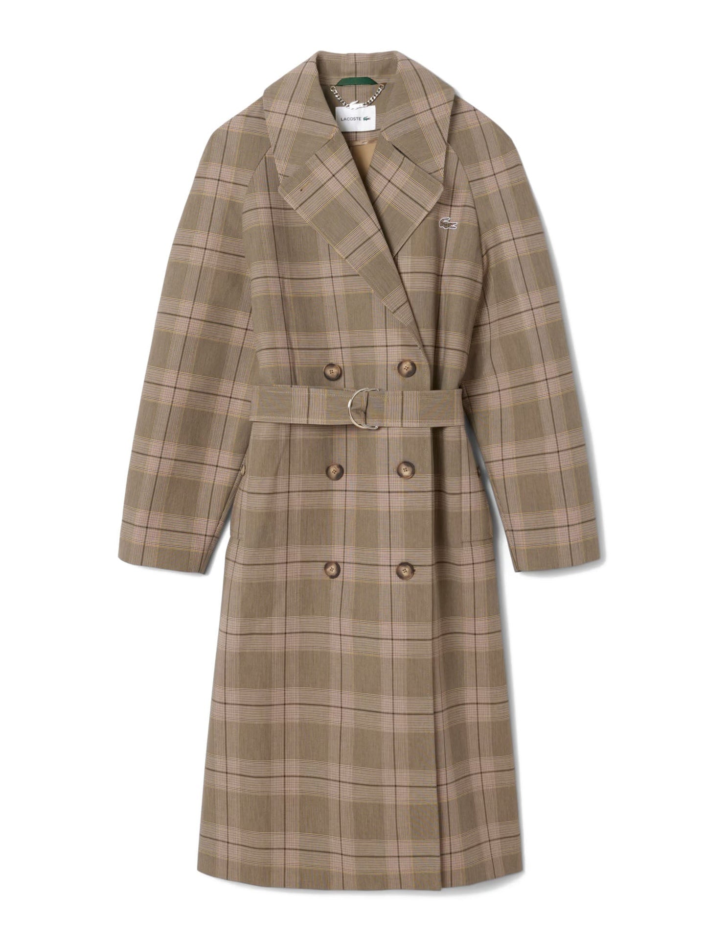 Lacoste Cappotto Avvolgente a Quadri Idrorepellente Donna Multicolore