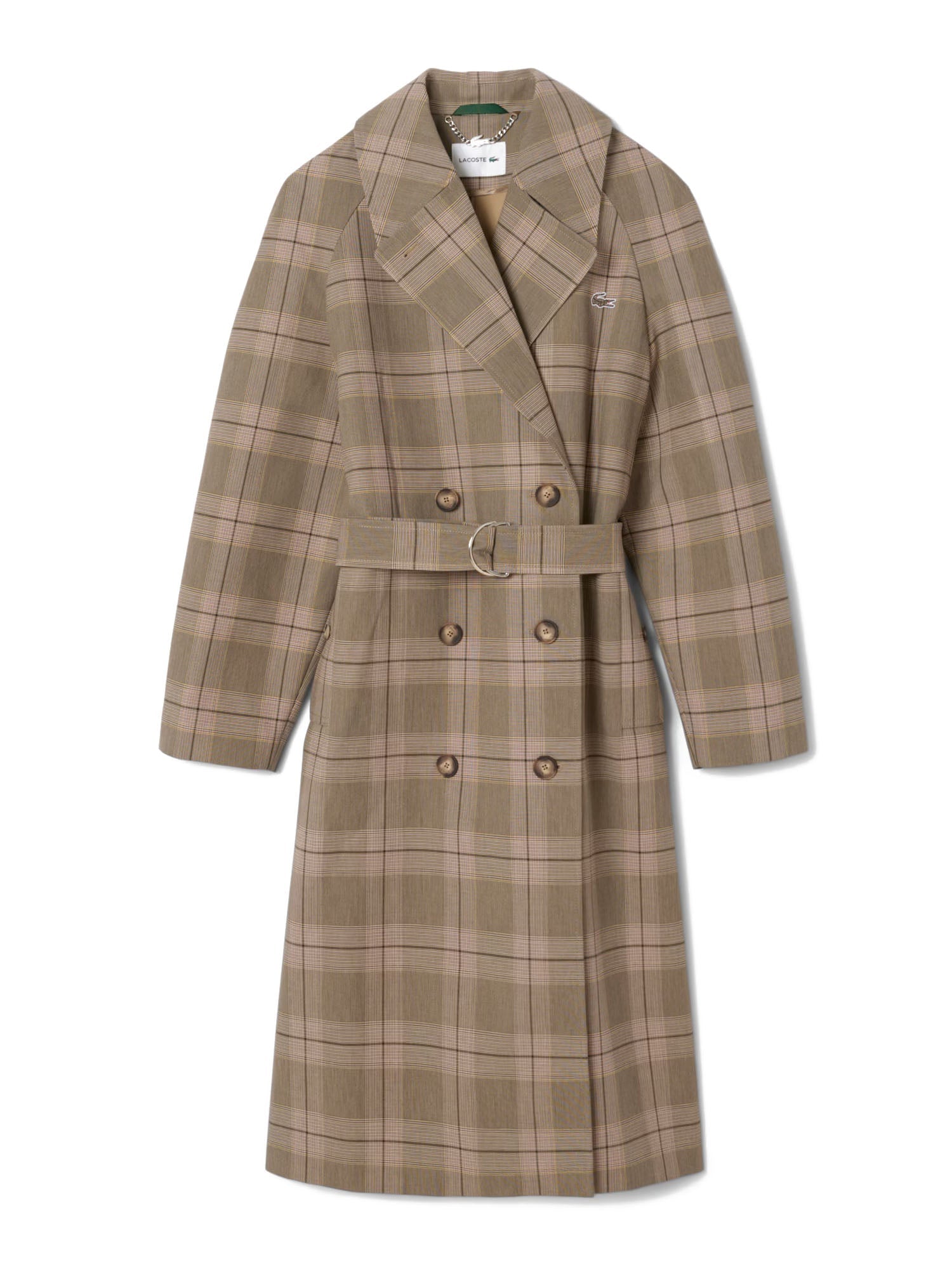 Lacoste Cappotto Avvolgente a Quadri Idrorepellente Donna Multicolore