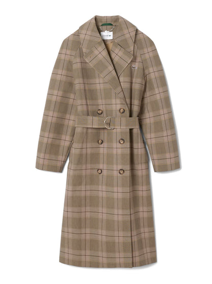 Lacoste Cappotto Avvolgente a Quadri Idrorepellente Donna Multicolore