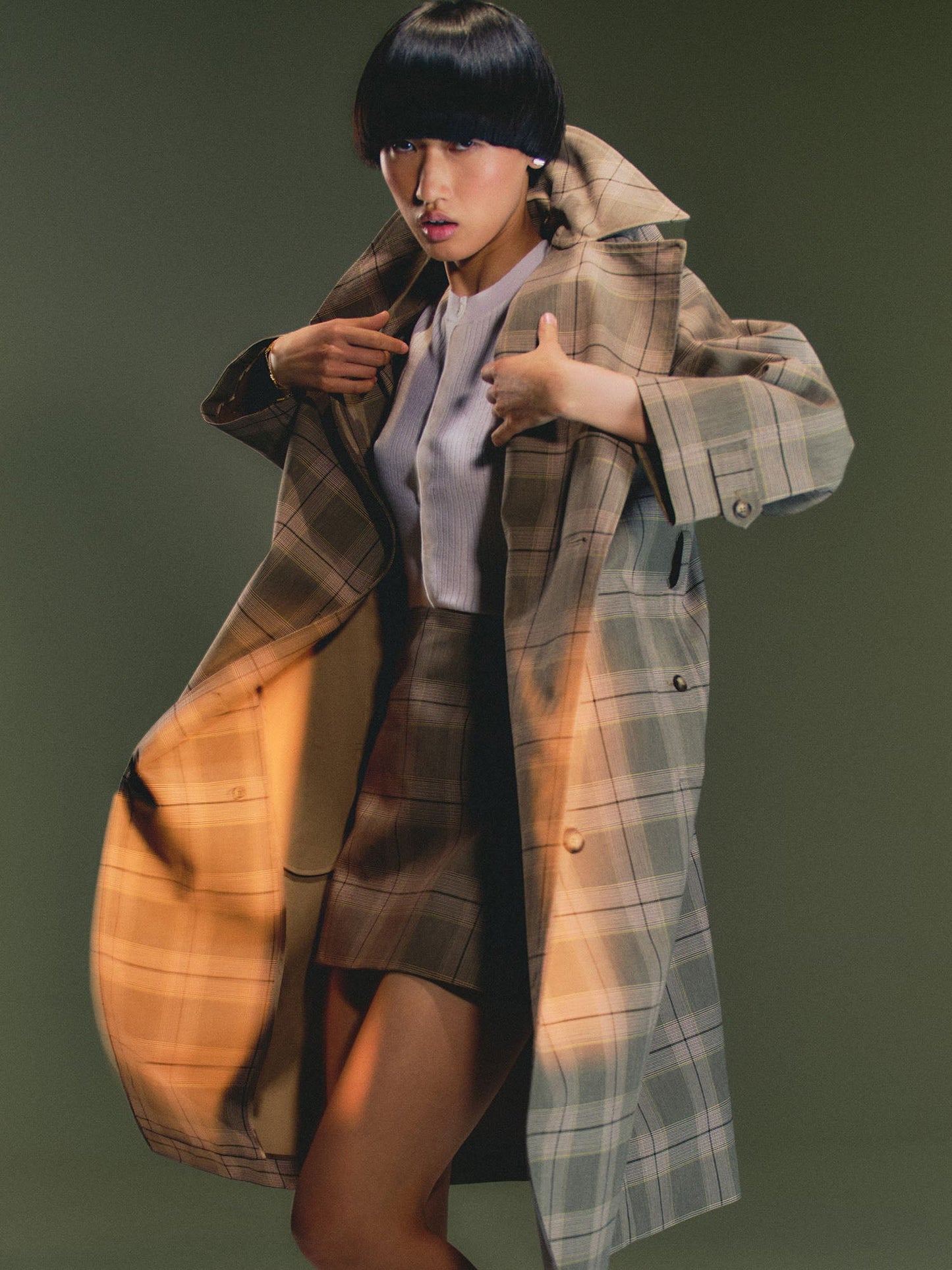 Lacoste Cappotto Avvolgente a Quadri Idrorepellente Donna Multicolore