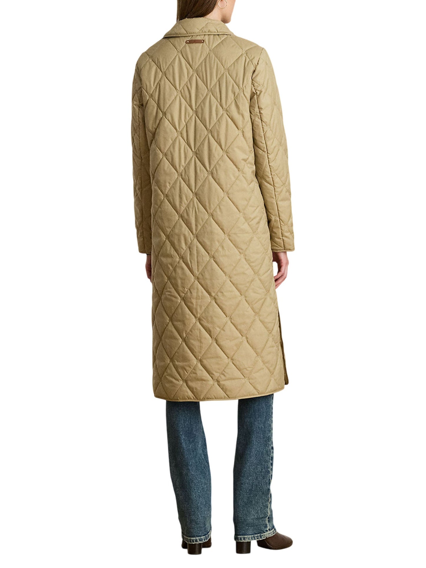 Ralph Lauren Logo Quilted Down Cappotto Lungo Beige