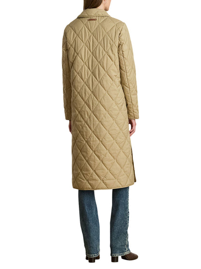 Ralph Lauren Logo Quilted Down Cappotto Lungo Beige