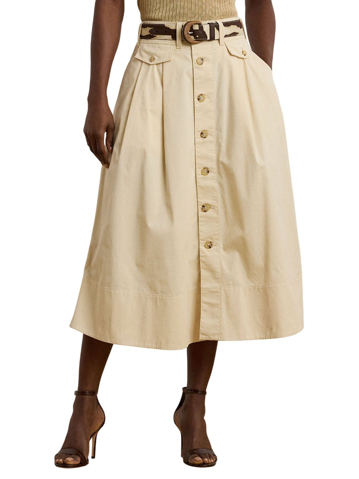 Ralph Lauren Gilchrist Mid a Line Gonna Beige