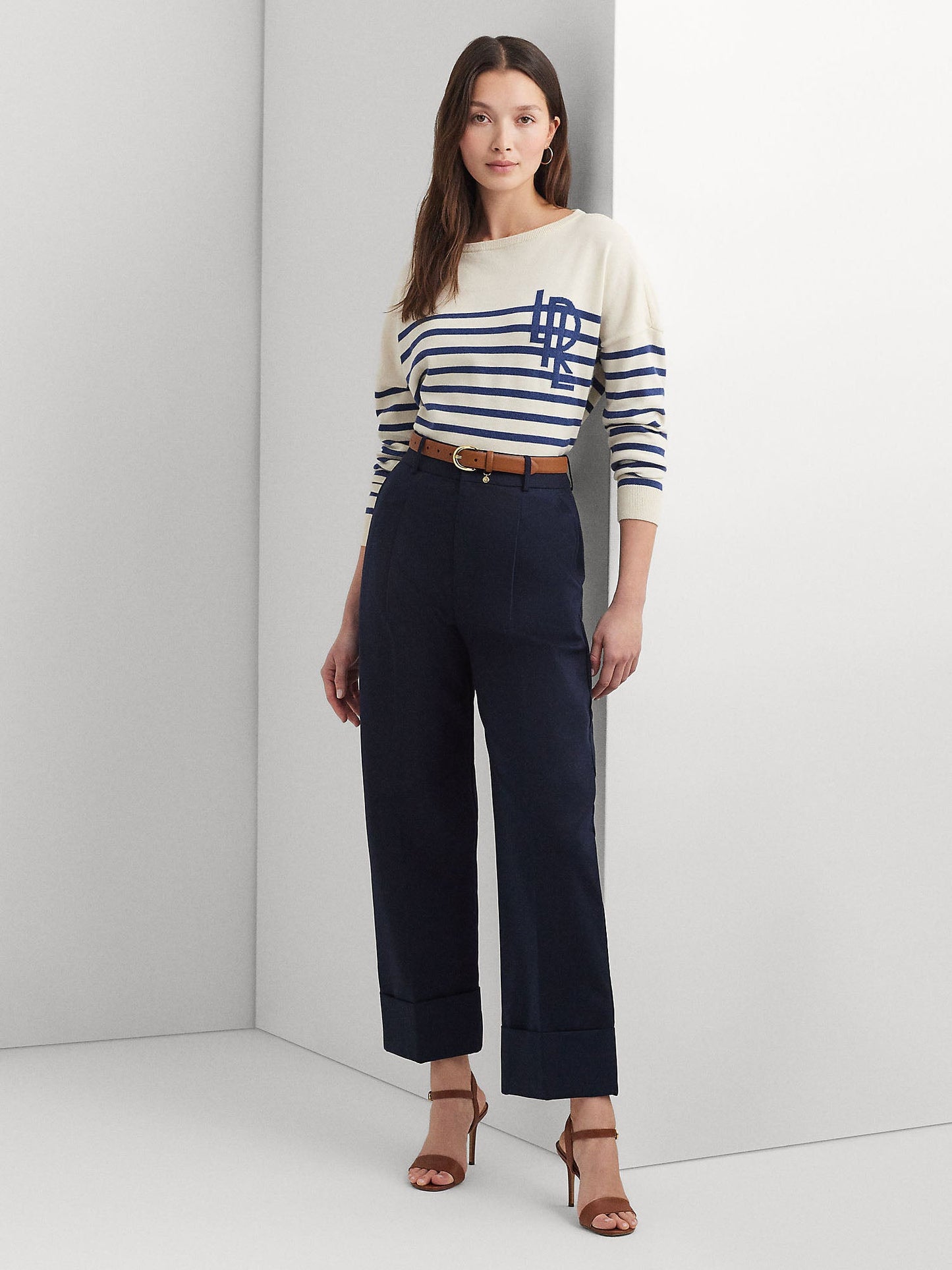 Ralph Lauren Zeeya Ankle Flat Front Pantaloni Blu