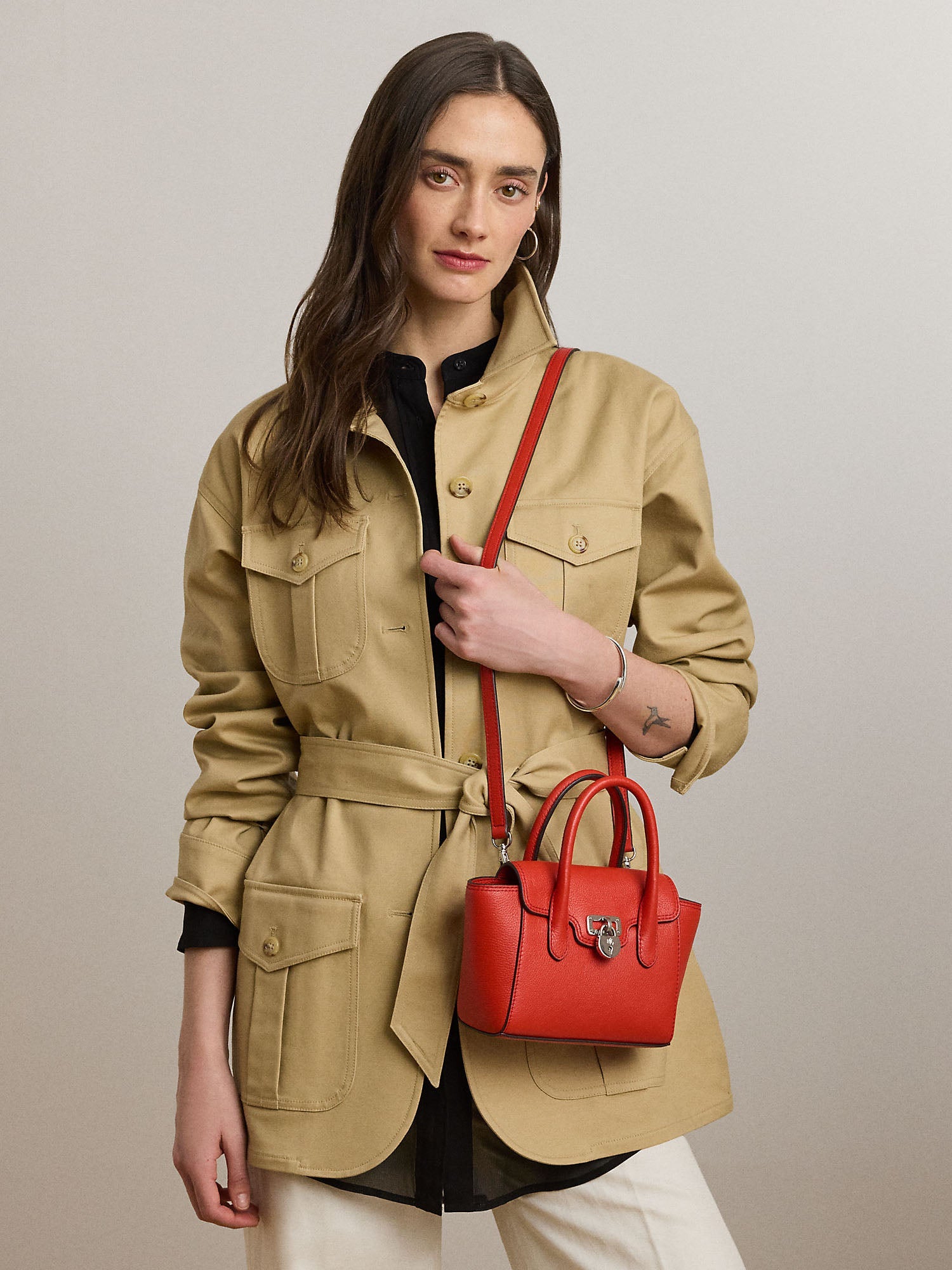 Lauren Ralph Lauren Tnnr Sm Schl Satchel Small Rosso