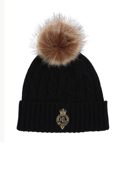 Lauren Ralph Lauren Cbl Crst Ptc Hat Cappello Donna Nero