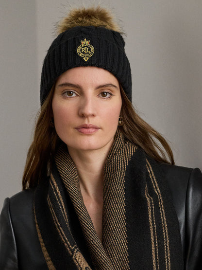 Lauren Ralph Lauren Cbl Crst Ptc Hat Cappello Donna Nero