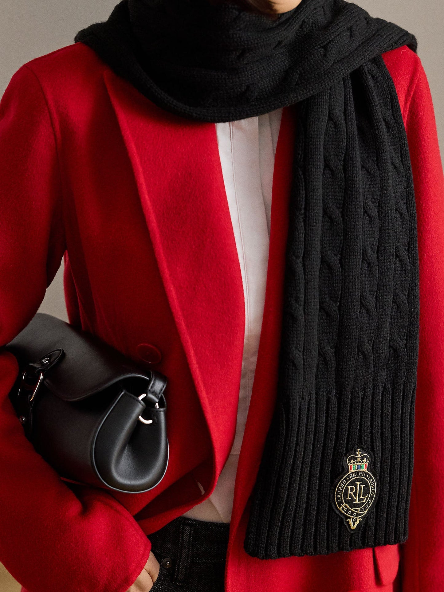 Lauren Ralph Lauren Cb Crst Sciarpa Donna Nero