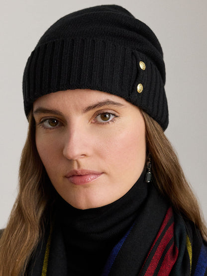 Lauren Ralph Lauren Crest Knit Hat Cappello Donna Nero